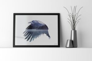 blank black photo frame on white shelf