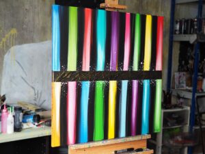 Malva tableau abstrait John Beckley vue chevalet