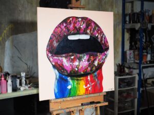 Kiss Me – Tableau Pop Art bouche, lèvre